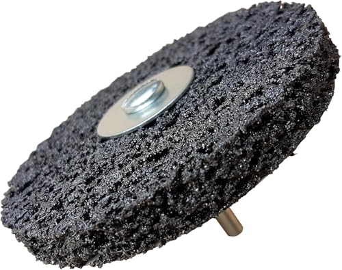 Disco abrasivo Rostio CSD Disco de limpieza CBS con mandril negro para taladro - removedor de óxido / removedor de pintura