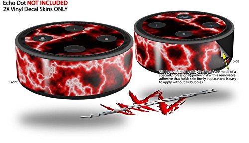 Skin Wrap Decal Set 2 Pack for Amazon Echo Dot 2 - Electrify Red (2nd Generation ONLY - Echo NOT Included)