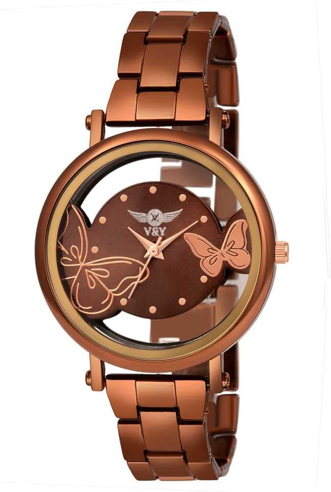 V&Y Brown Butter Fly Dial Unique Stylish Watch with Fancy Stainlees Steel Strap Analog Watch - for Girls Exquisite Design (B09Y4RVX57) Amazon Price History, Amazon Price Tracker