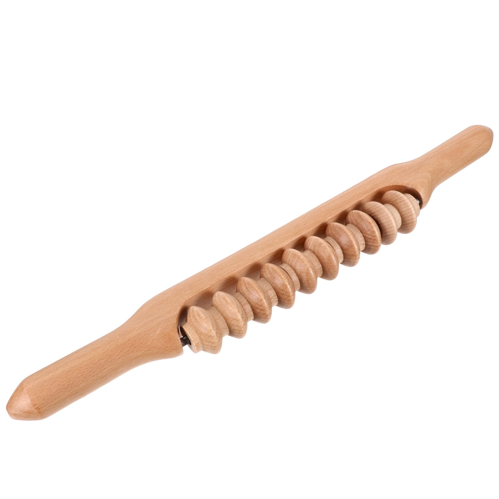 Tofficu Rullo Massaggiatore in Legno 43 Cm per Muscoli, Bastone da Massaggio Manuale Multifunzionale per Collo, Spalle e Pancia, Strumento Leggero per Relax e Benessere Corporeo