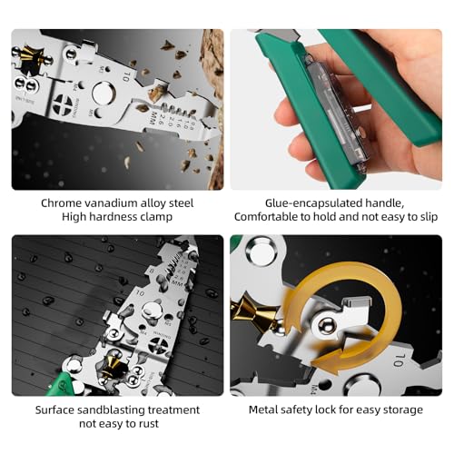 Image of 18 in 1 Foldable Wire Stripper with Electricity Measurement Function & Dual Alarms Multifunctional Professional Electrician's Pliers Cable Stripping Pliers for Cutting, Stripping and Crimping Tool