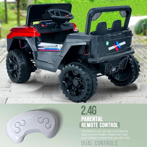 Image of Driving EV Cars for 1, 2, 3, 4, 5, 6 Years | Remote + Steering + Mobile App Control | Kids Jeeps (Entery Level Jeeps [2-6 Years] F-Raptor, Red)