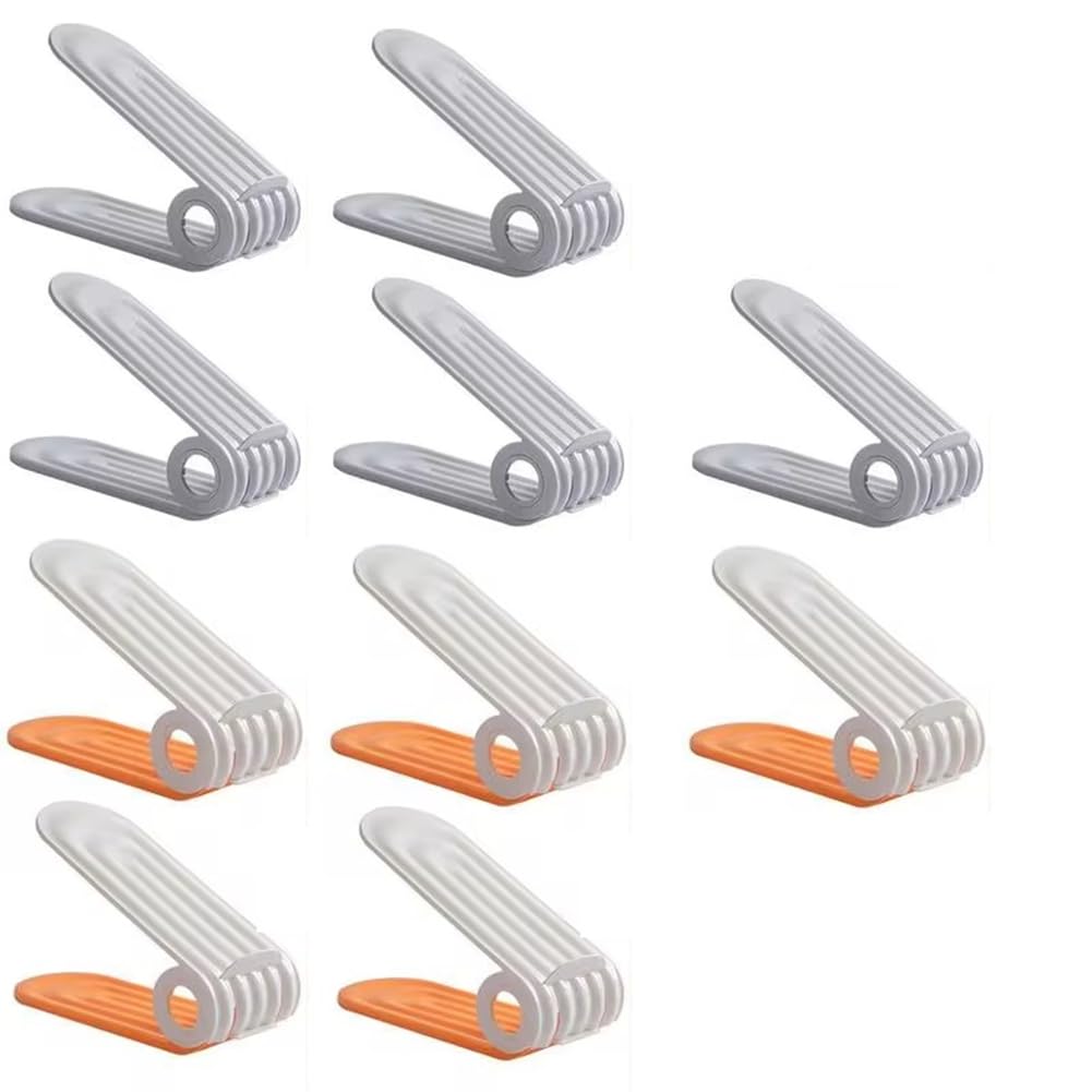 CTRLZS Shoe Slots Organizer 2 Levels Adjustable Space Savers 10 Shoe Holder Slim Thickened Shoe Space Saver for Most Shoes