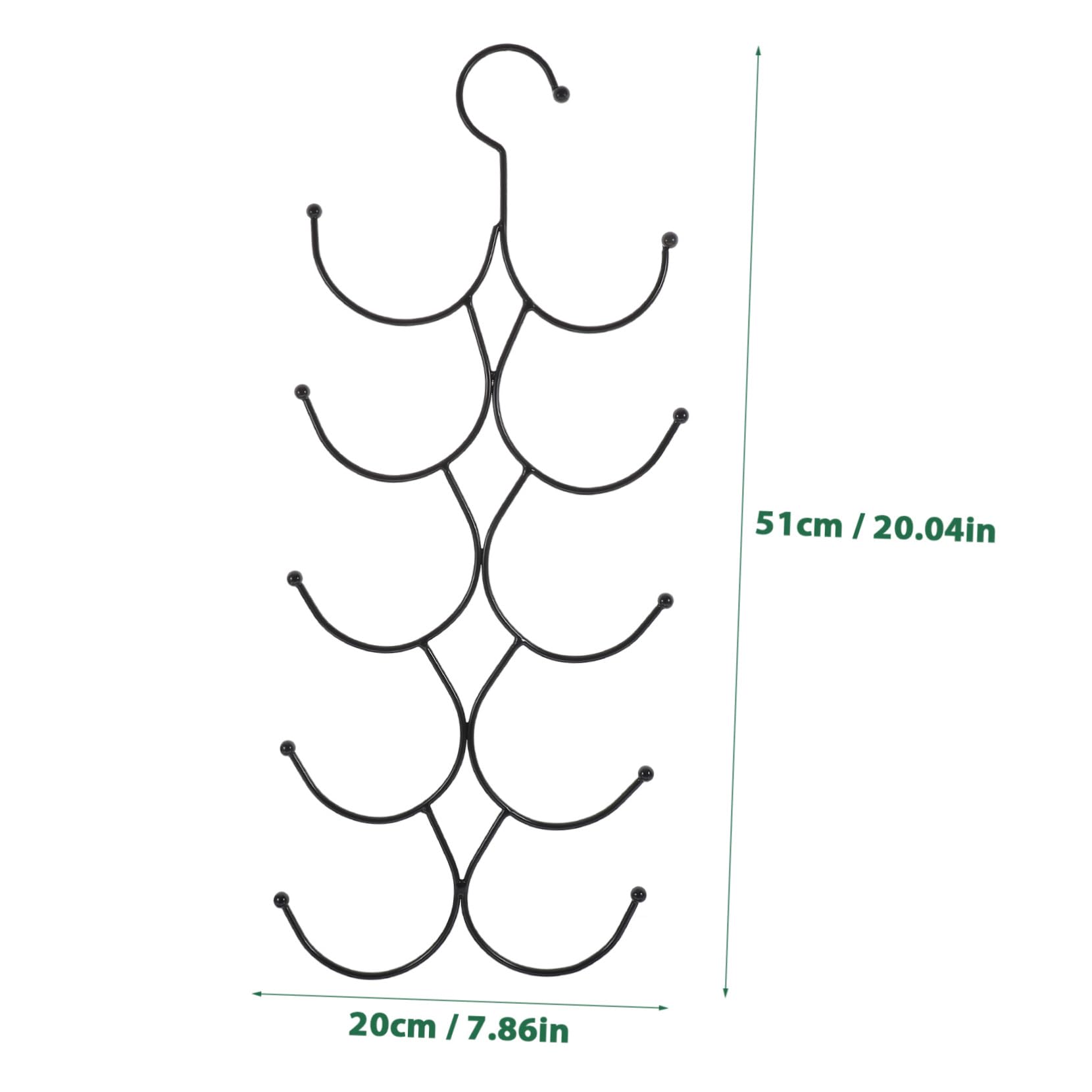 Happyyami Multifunctional Scarf Belt Tie Display Holder Hooks Iron Organizer for Scarves Ties and Belts Black Design Space Saving for Home and Closet Organization