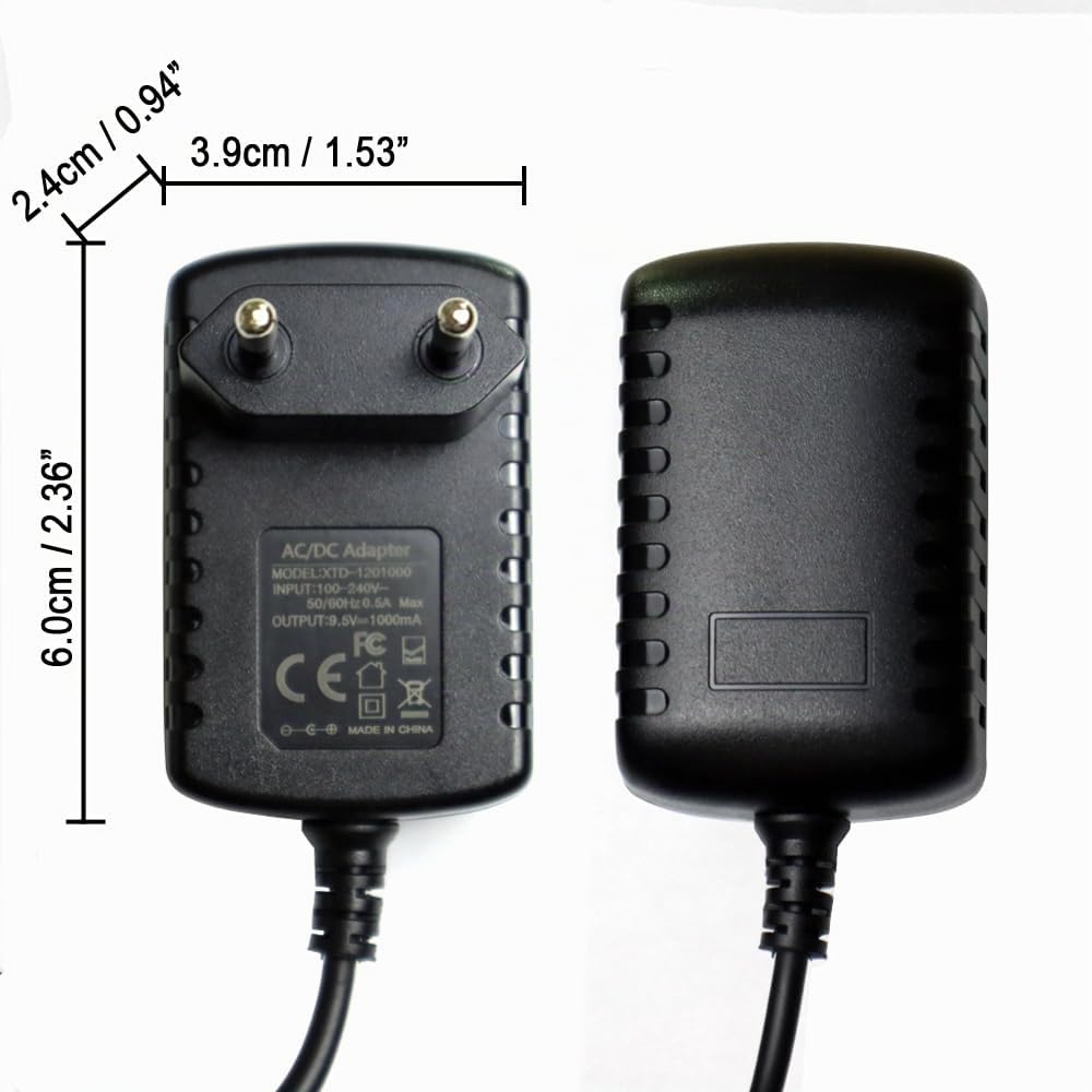 9.5V Cargador de Adaptador de CA para Teclado de Piano Casio SA76 SA77 SA46 CTK1200, WK220 Repuesto para Casio ADE95100LU