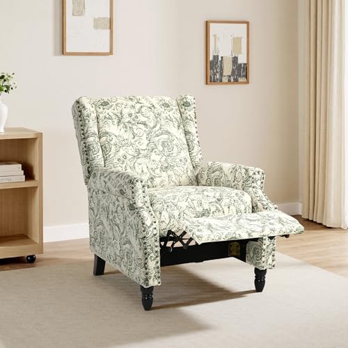 Sillón tapizado reclinable verde miniatura 1