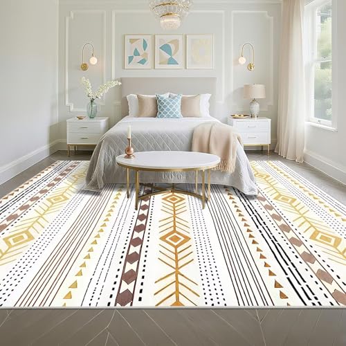 Tapis de salon anti-perte de poils 140x180cm jaune lavable pour simplifier la vie des familles