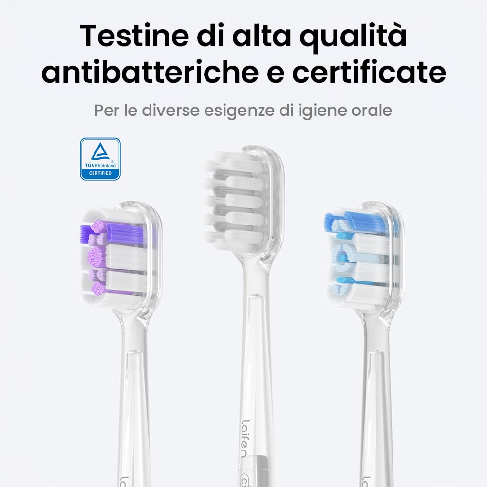 Laifen Wave Spazzolino Elettrico – Corpo in ABS, Pulizia Profonda con Vibrazione e Oscillazione, 3 Testine, App per la Personalizzazione - Viola Lucido