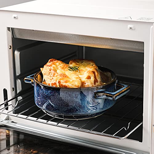 vicrays Ceramic Soup Bowls with Handles, 24 Oz Porcelain Soup Crocks for French Onion Soup, Cereal, Beef Stew, Chill, Pasta, Pot Pies, Microwave and Oven Safe, Set of 4 (Blue) - Image 5