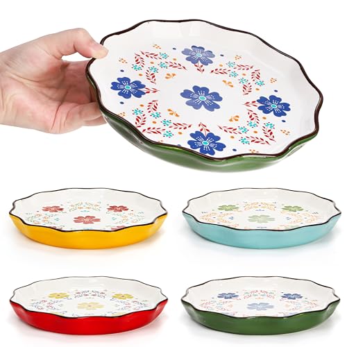 4-Pack-Ceramic-Dessert-Plates-75-Inch-Small-Floral-Dinner-Appetizer-Plate-Farmhouse-Lunch-Salad-Serving-Dishes-Vintage-Flat-Pasta-Bowl-for-Steak-Fruit-Pizza-Dishwasher-Microwave-Safe 4 Pack Ceramic Dessert Plates 75 Inch Small Floral Dinner Appetizer Plate Farmhouse Lunch Salad Serving Dishes Vintage Flat Pasta Bowl for Steak Fruit Pizza Dishwasher Microwave Safe
