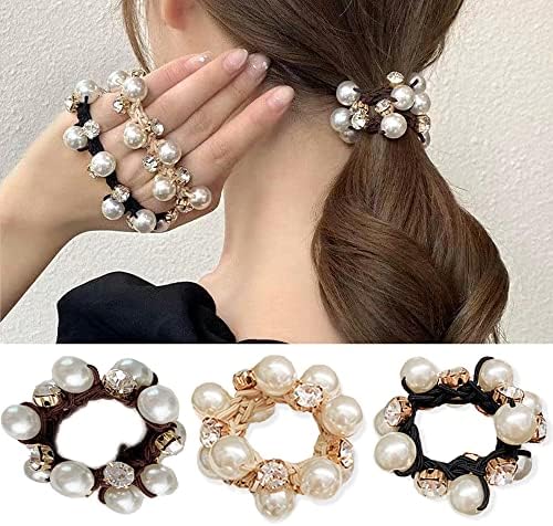 9 Pack Pearl Hair Ties Elastic Hair Scrunchies, Beaded