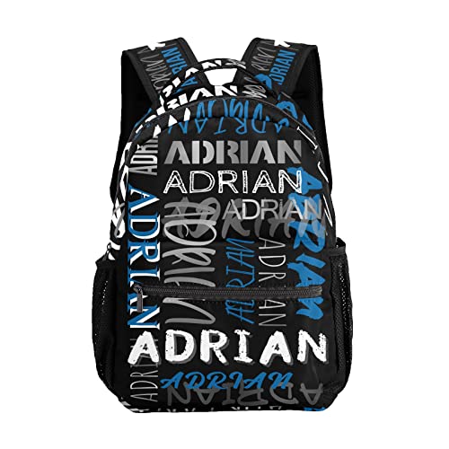 Personalized School Backpack with Name Text Polyester Elementary Customize Book Bag for Kids Boys Girls Custom Bookbag, Waterproof, Fashion, Adjustable Shoulder Straps, 1 Pack