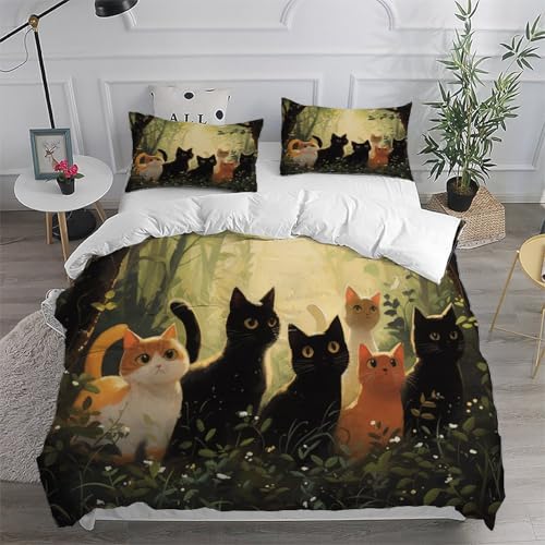 Couvre-lit microfibre zippé pour changer facilement votre parure de lit chat king - 6