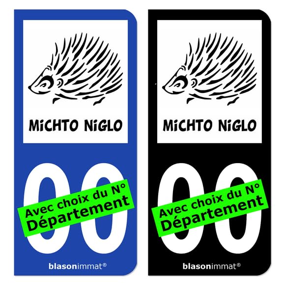 blasonimmat Autocollant Plaque d'immatriculation Hérisson - Michto Niglo