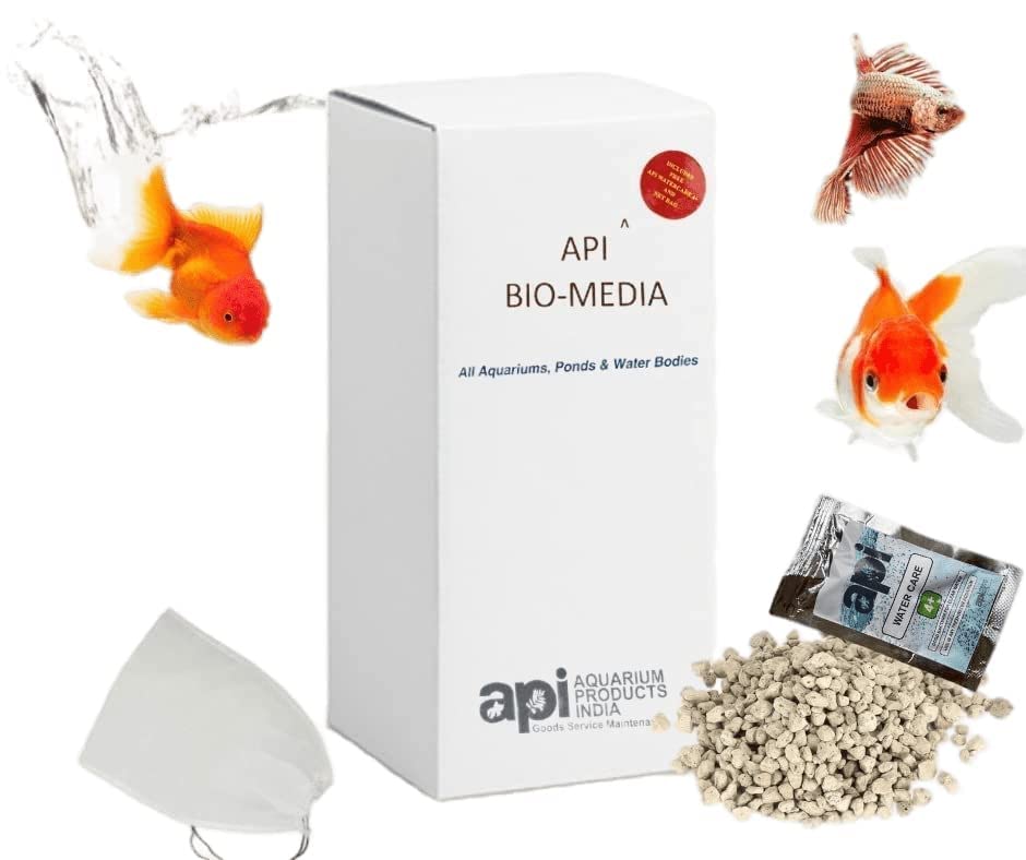 Aquarium Products India (API) - Bio Media Aquarium Filter Media with Free Water Care 4+ and Net Bag (500G- Suitable for Mini Hang on Cannister Filters)