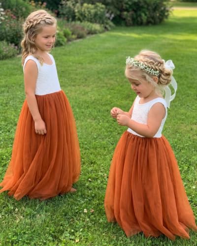 Image of 2Bunnies Girl Peony Lace Back A-Line Straight Tutu Tulle Party Flower Girl Dress