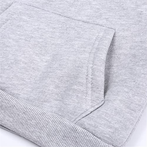 Big Hood Hoodie Solid Casual Fleece Liner Long Sleeve Pullover Toddler Boy Girl Warm Sweatshirt with (Grey, 6-7 Years)4