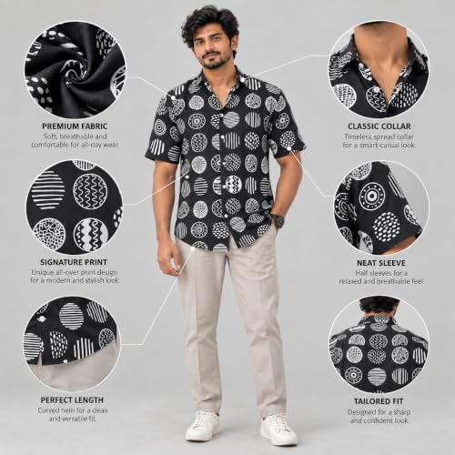 Image of BROWN CULTURE Printed Shirts for Men | Half Sleeve Shirt for Men | Cotton Half Sleeve | Cotton Blend Shirts for Men's | Casual Printed Shirt | Stylish Everyday Wear