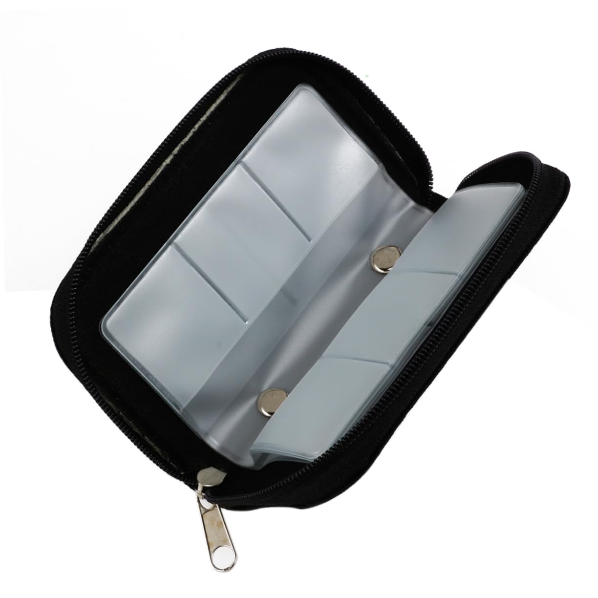 KICHOUSE Portable Slots Memory Holder Case Zippered Storage Pouch for Sdxc Cards Games Water-Resistant -Static Design Black