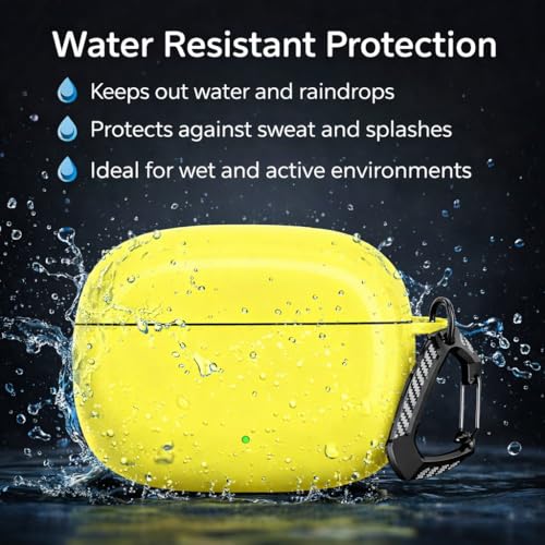 Image of Anvique Silicone Case Cover for Oneplus Nord Buds 4 Pro, Scratch Resistance, Shock Absorption, with Premium Carabiner (Yellow T)