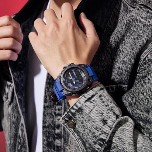 Image of V2A Stryke 45mm Analog Digital Sports Watch for Men | Hybrid Layered Dial | Alarm Stopwatch Backlight Day Date | TPU Strap | 30M Water Resistant | Gift for Mens