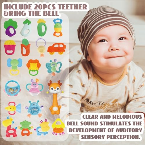 Image of Cocurb 30 PCs High Contrast Baby Toy Gift Set for Infants Rattles | Teething Toys and Wrist Socks Suitable for 6 Months Perfect Baby Gift for Boys, Girls and Toddlers