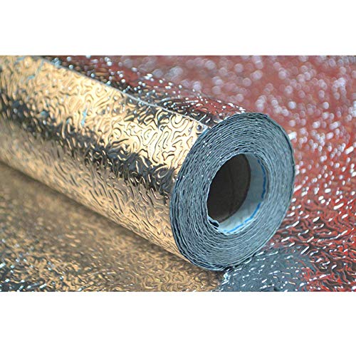 Autocollant De Cuisine à l'Épreuve l'huile Aluminium Feuille Maison Papier Peint Imperméable à l'eau Poêle Auto-Adhésif Splash Papier Peint Sans Colle Résidu Autocollant (Orange Peel - 0.4 * 5 m)