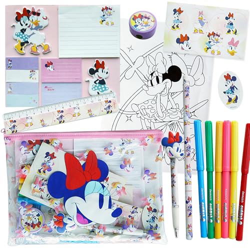 Disney - Activités Mickey et Minnie - Kit de Coloriage Enfants - Kits de Loisirs Créatifs - Minnie Accessoire Bureau - Papeterie - Feutres - Dessin - Idée...
