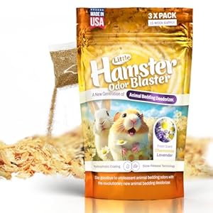 Little Hamster Odor Blaster | a New Generation Of Animal Bedding Deodorizer | Unique Formula for Slow Release | Natural Fresh Scent – Lavender & Chamomile | Up to 15 Weeks Supply | 3 x 0.5oz bags