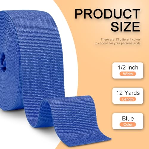 Image of CooBigo 12 Yards Webbing 1 inch & 1.5 inch & 2 inch Polypropylene Webbing Strap 1 Inch 1.5 Inch 2 Inch Wide Webbing Strapping for Bags /Lawn Chair /Pool Solar Cover DIY Crafting