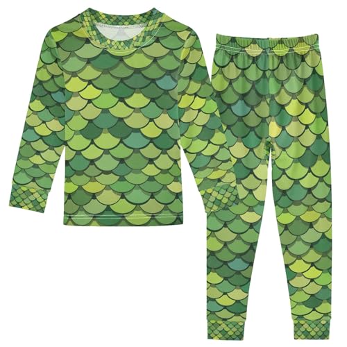 senya Green Dragon Scales A Pajamas Set Long Sleeve Soft Cotton Sleepwear 2 Piece