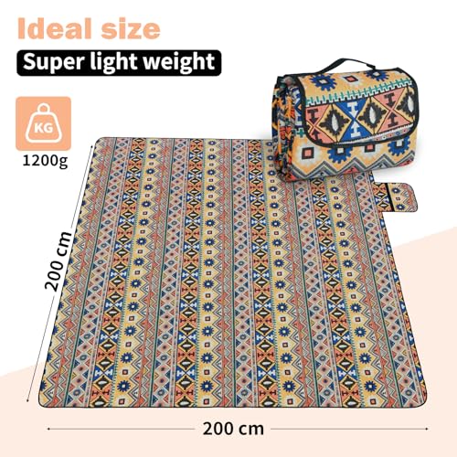KIMIGO Outdoor Picknickdecke 200x200 cm – Camping Decke mit Aluminiumboden & Flauschiger Einseiten-Oberfläche,Outdoor Teppich,Stranddecke,wasserdichte Decke, für Strand,Camping und Garten