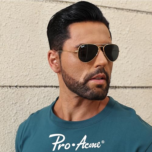 Pro Acme Small Aviator Sunglasses Glass Lens, Classic Metal Frame UV400 Protection for Men Women 55MM2