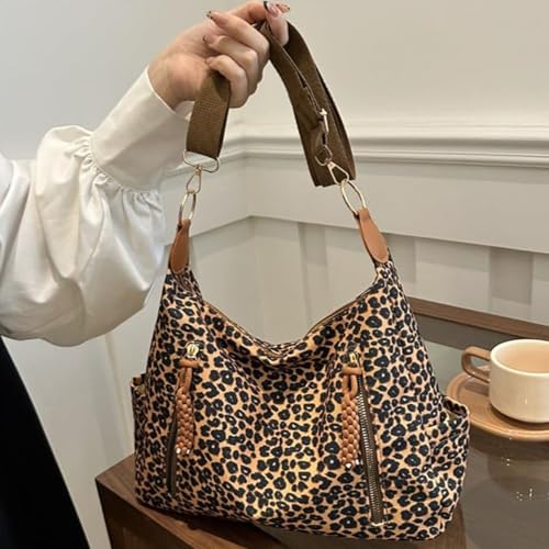 Image of Leopard Tote Bag for Women Cheetah Purse Vintage Hobo Bag Large Capacity Work Tote Bag