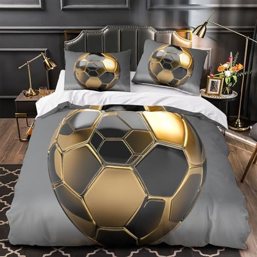 Housse de couette football doré en microfibre douce et confortable - 2