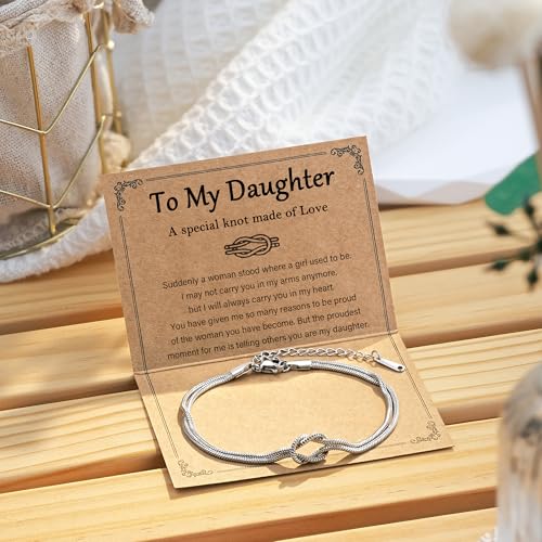 Image of Tarsus Love Knot Daughter Bracelet, Daughter Jewelry Gifts from Mom | Daughter Birthday Christmas Mothers Day Valentines Gifts for Daughter Adults Teens