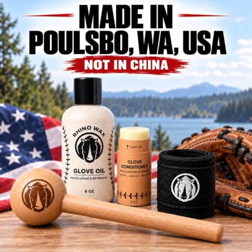 Rhino Wax Baseball Glove Break-in Kit: Oil, Glove Conditioner, Mallet, Wrap - image 6