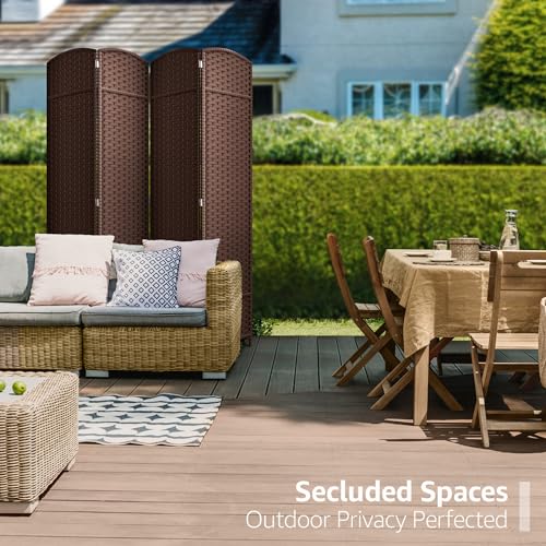 Sorbus 4 Panel Room Divider 6 ft. Tall - Privacy Screen, Extra Wide Double Hinged Panels, Mesh Hand-Woven Design, Partition Room Dividers and Folding Privacy Screens, Wall Divider for Room Separation
