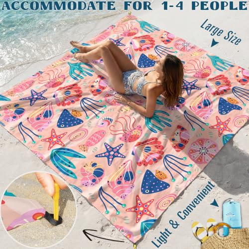 Beach Blanket Sandproof Waterproof Oversized 78"x81" Compact mat miniatura 4