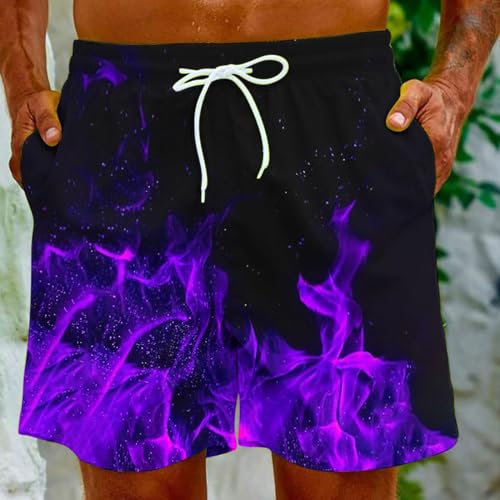 Mens Swim Trunks with Quick Dry Swim Shorts Swimming Trunks Bathing Suit Boardshorts Classic Flame 3D Printed Hawaii Short 12