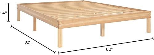 Miniatura 25 de Naomi Home Base de cama de metal de 14 pulgadas con plataforma de metal de alta resistencia (no necesita somier), color negro Negro -,Natural,Blanco