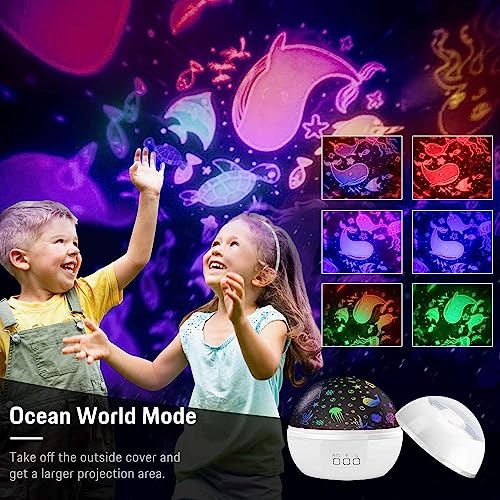 Projecteur ciel étoilé enfant blanc avec veilleuse rotative 360 et télécommande