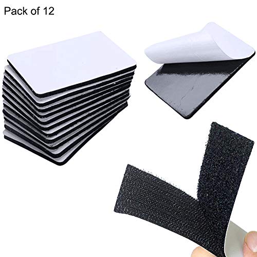 2 X 4 Inch Hook Loop Strips With Adhesive Square Hook And Loop Tape Heavy Duty Strips Sticky Back Fastener 12 Sets For Holds Picture Frame And Tools (Black, 2X4 Inch) #TOP7