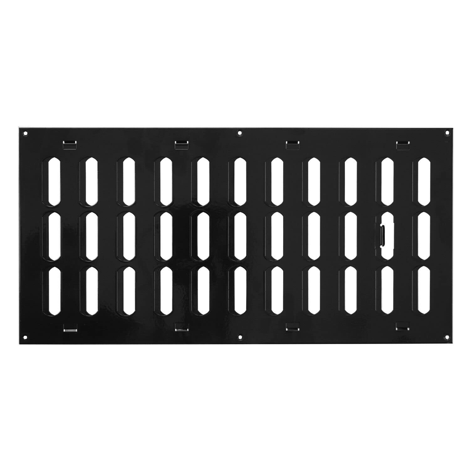 Prostko Ltd Black Prostko Metal Air Vent Grille / 400Mm X 200Mm / With Adjustable Shutter/Modern Rectangular Flat Louvre Duct Cover
