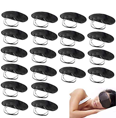 Pack of 20 Eye Mask Shade Cover Blindfold Night Sleeping, with Nose Pad, Blindfold Game Games Relax Cover Black