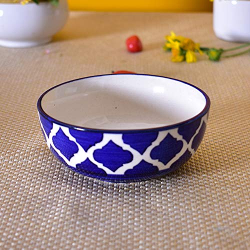 Image of Ceramic Mixing Bowl Set - 4 Pieces (1500ml, 800ml, 600ml, 400ml), Blue Umrao - Durable, Microwave & Dishwasher Safe - Ideal for Mixing, Serving & Storage