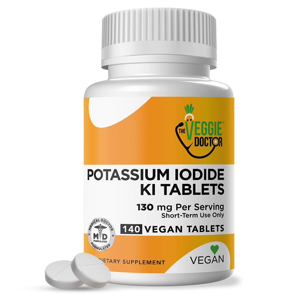 Potassium Iodide 130 mg Tablets | 140 Vegan Tablets | USA Made | Non-GMO | Gluten Free Dietary Supplement