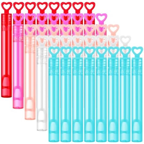 40 Pack Mini Heart Bubbles for Kids, Assorted Colors Small Bubble Wands for Valentine's Day Party Favor for Kids, Wedding Send-Off, Guest Gifts, Birthday Photo Props, Goodie Bag Stuffers Outdoor Toys Cover