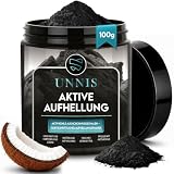 UNNIS Aktivkohle Pulver Zahnaufhellung mit natürlicher Kokosnuss, 100 g