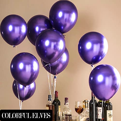 Image of Metallic Chrome Purple Balloons 10 Inches 100 Pack Helium Shiny Thicken Party Balloon (Purple)